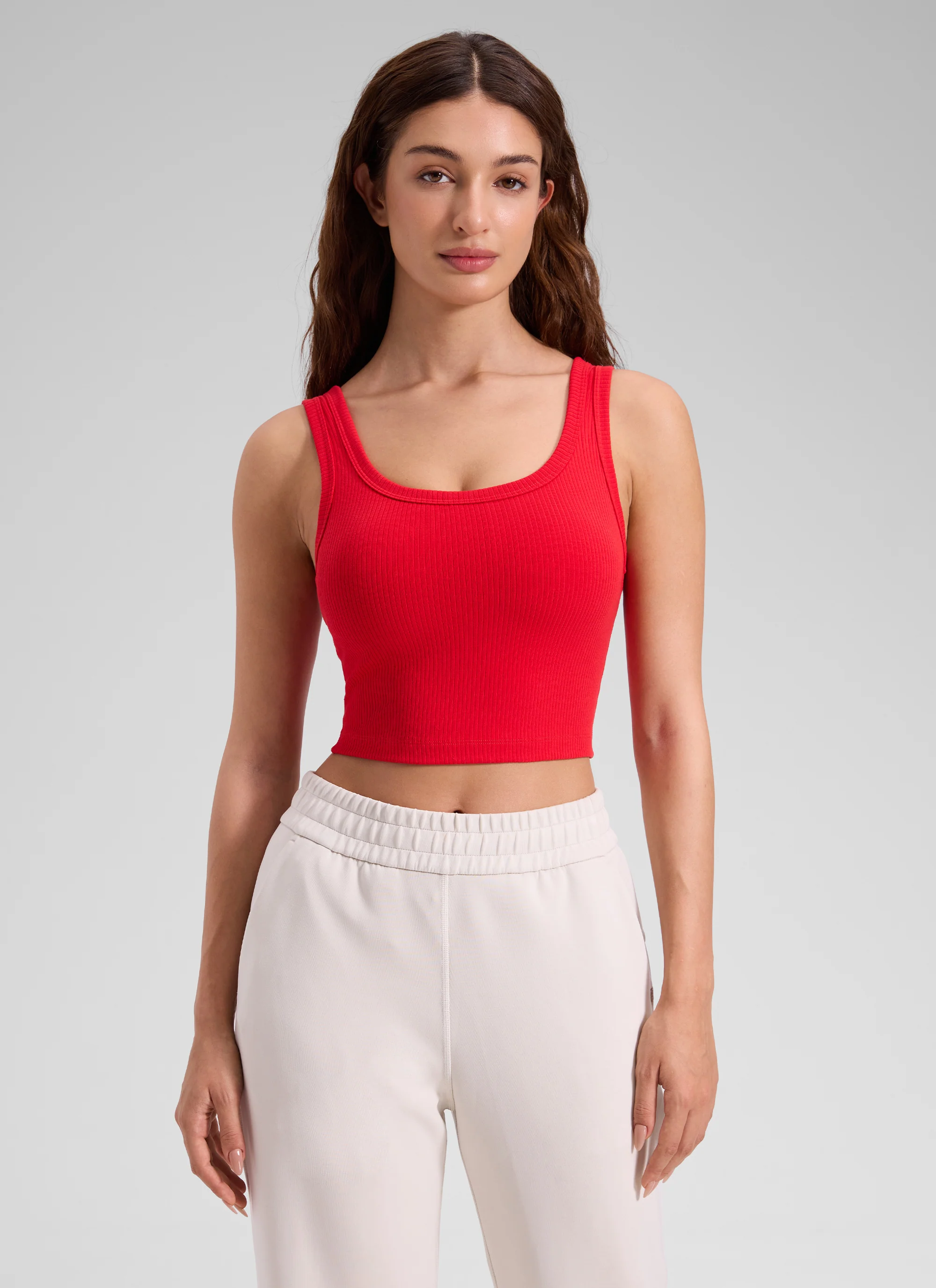 Ribbed U Neck Built in Bra Tank