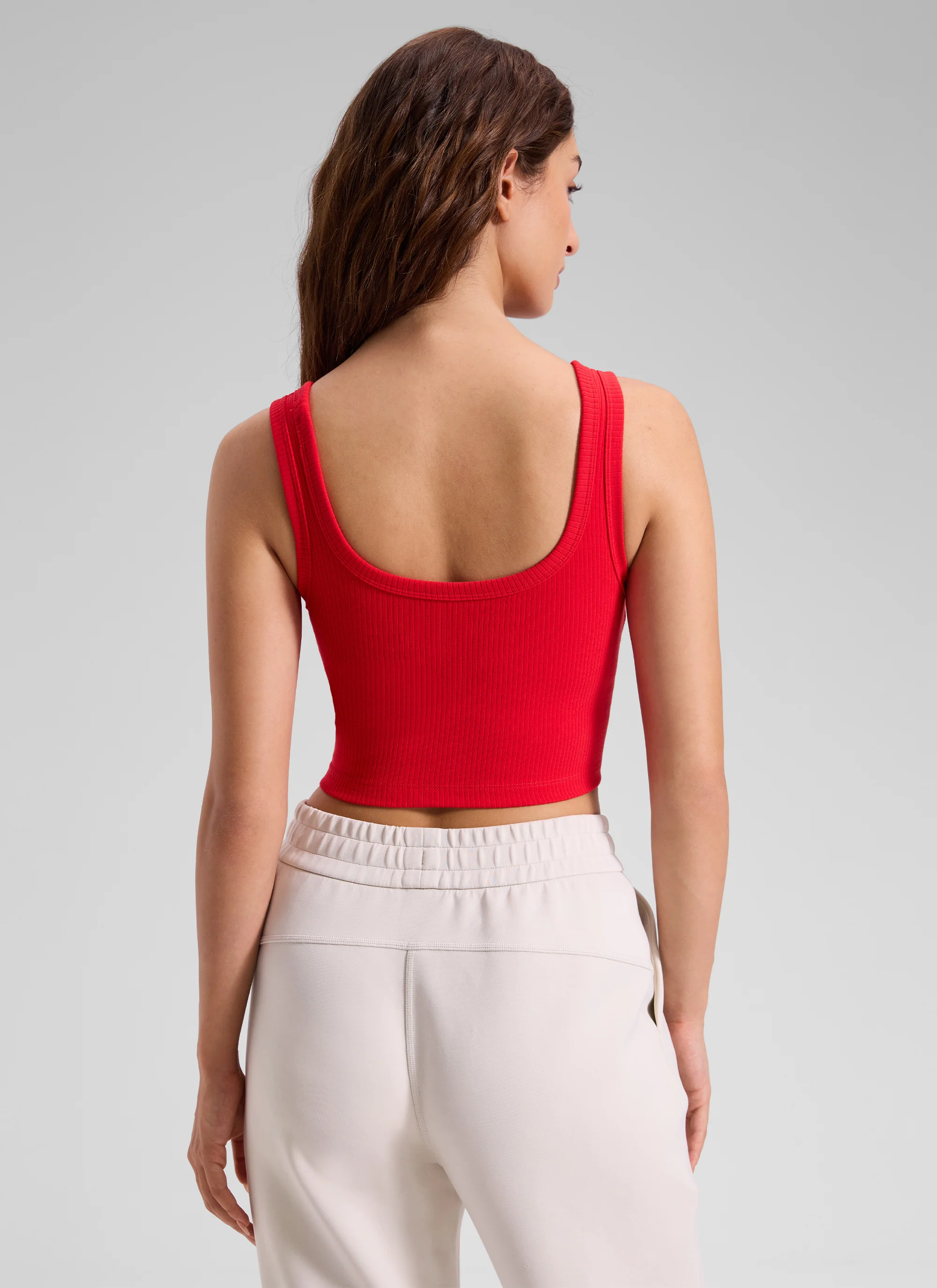 Ribbed U Neck Built in Bra Tank - Image 2