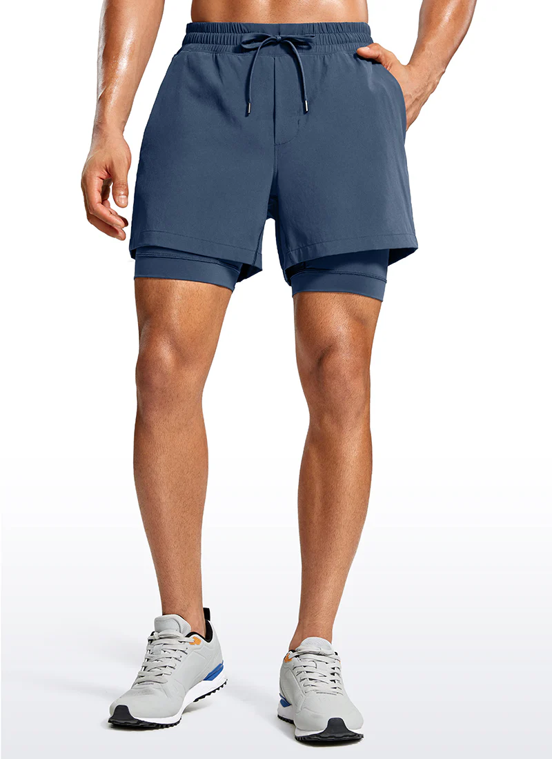 Feathery-Fit 2 in 1 Athletic Shorts 5''- with Pockets & Long Liner - Image 26