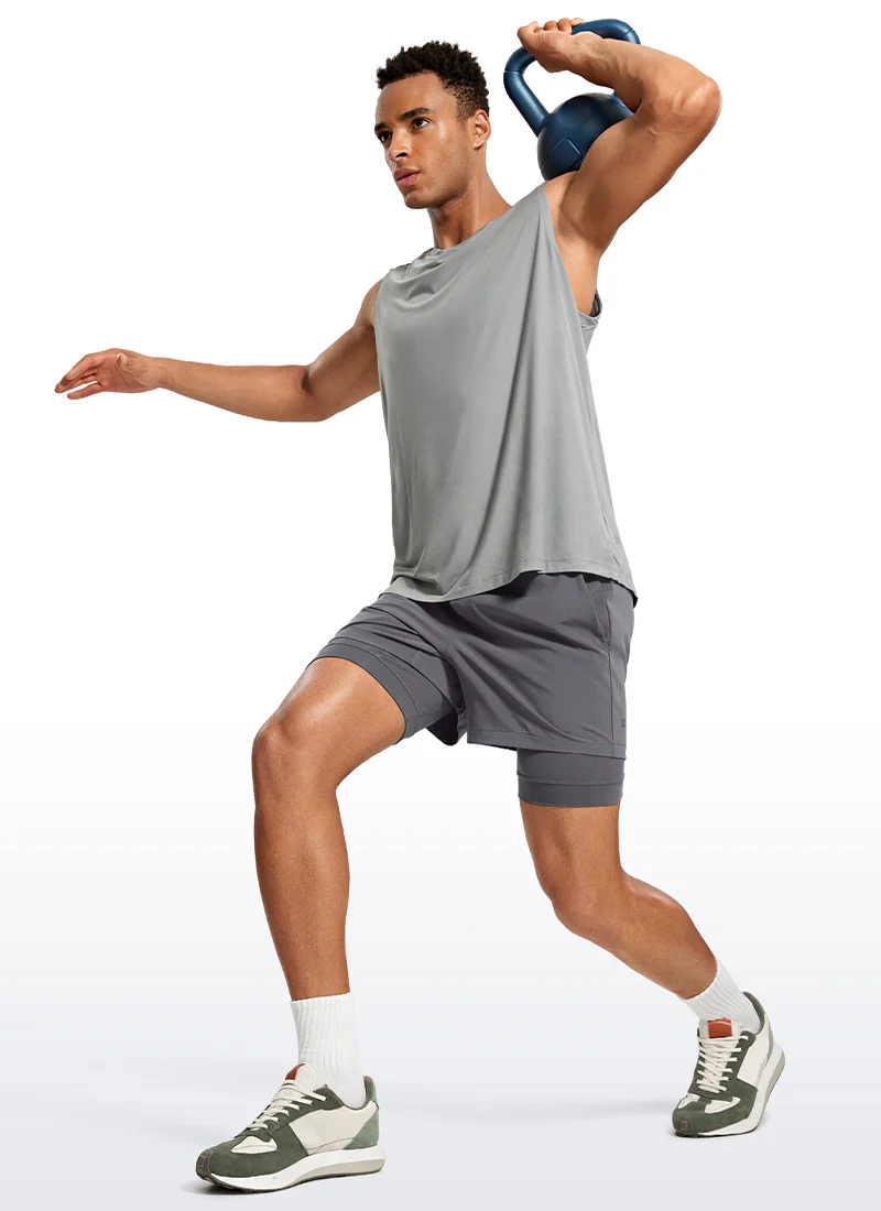 Feathery-Fit 2 in 1 Athletic Shorts 5''- with Pockets & Long Liner - Image 48
