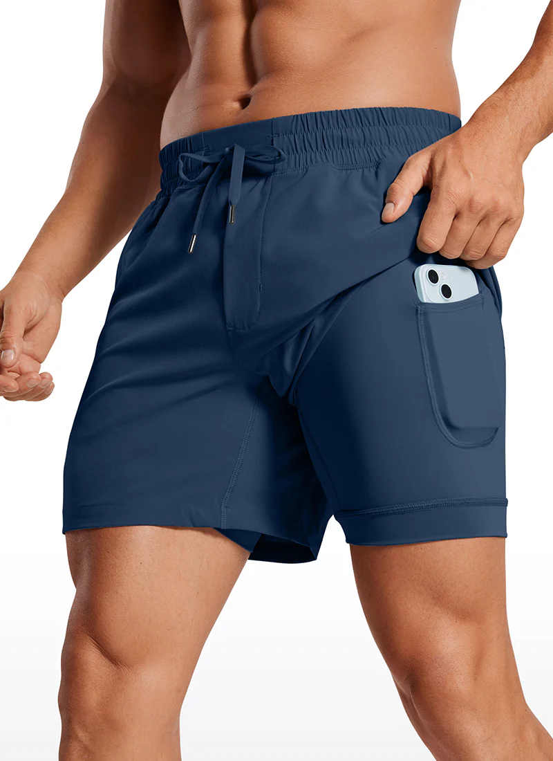Feathery-Fit 2 in 1 Athletic Shorts 5''- with Pockets - Image 4