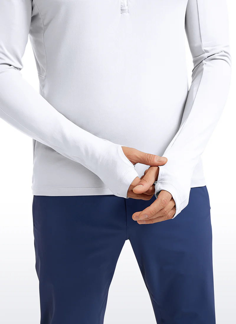 Brushed Half Zip Long Sleeve with Thumbhole - Image 25