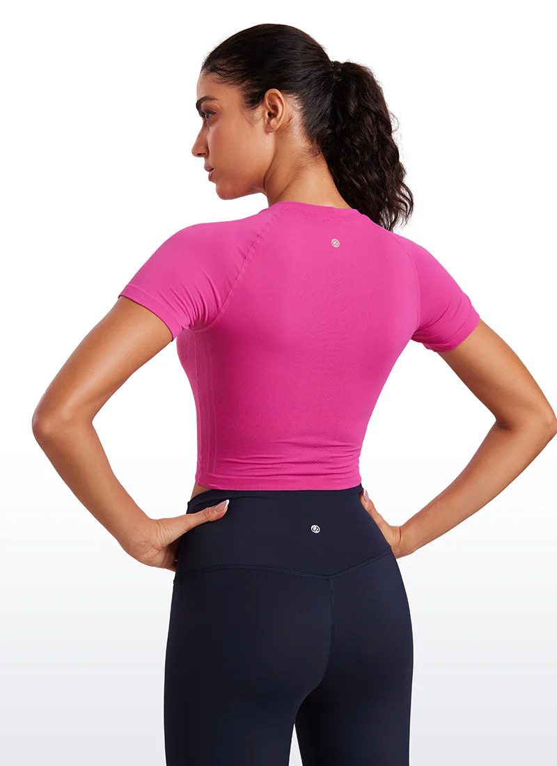 Seamless Crew Neck Cropped Short Sleeve - Image 2