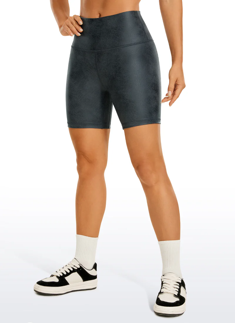 Matte Faux Leather Biker Shorts 6'' - Image 16
