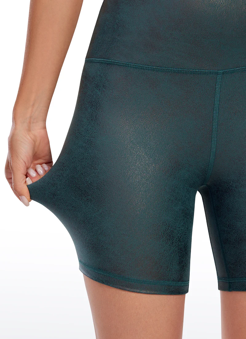 Matte Faux Leather Biker Shorts 6'' - Image 25