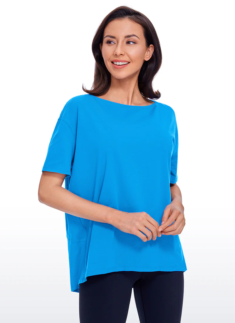 Pima Cotton Boat Neck Short Sleeve - Image 34