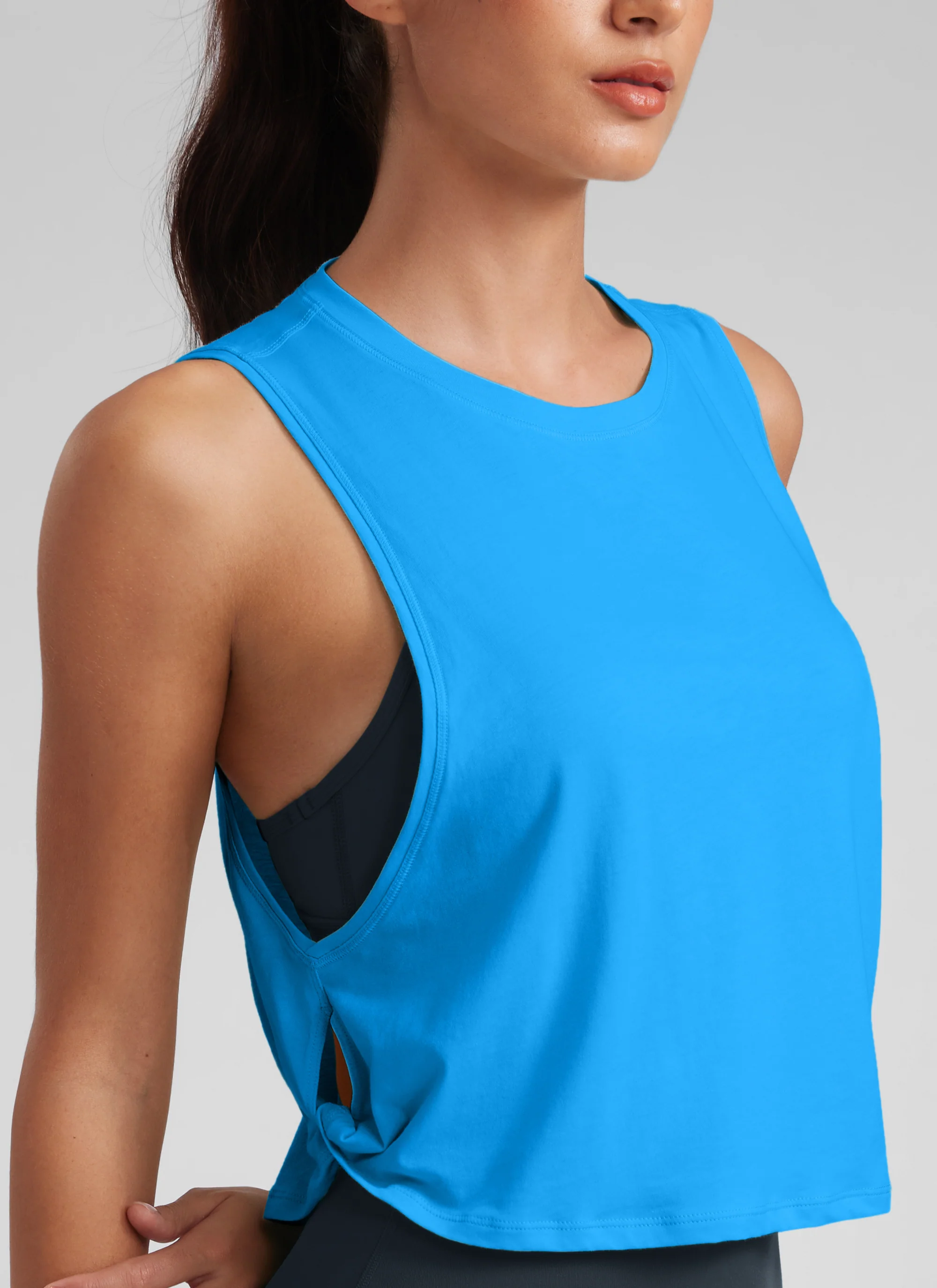 Pima Cotton Crop Deep Armhole Tank - Image 38
