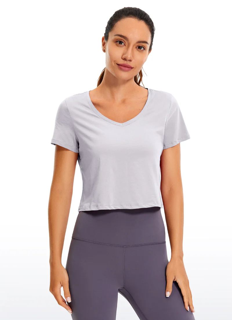 Pima Cotton Short Sleeve Cropped  V-neckline - Image 28