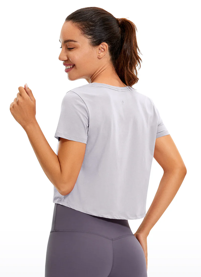 Pima Cotton Short Sleeve Cropped  V-neckline - Image 29