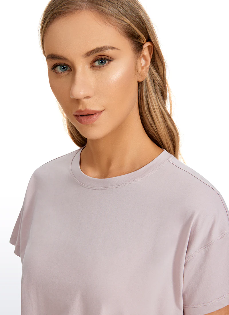Pima Cotton Crew Neck Cropped Short Sleeve - Image 14