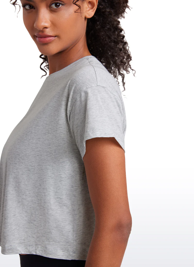 Pima Cotton Crew Neck Cropped Short Sleeve - Image 15