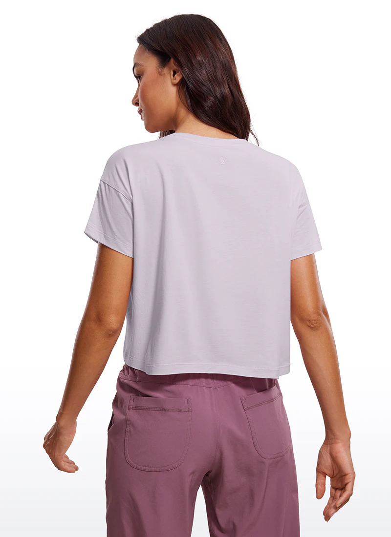 Pima Cotton Crew Neck Cropped Short Sleeve - Image 15