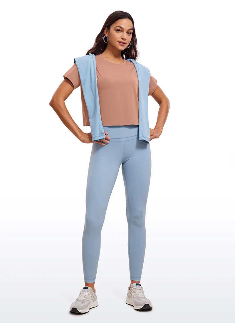 Pima Cotton Crew Neck Cropped Short Sleeve - Image 3