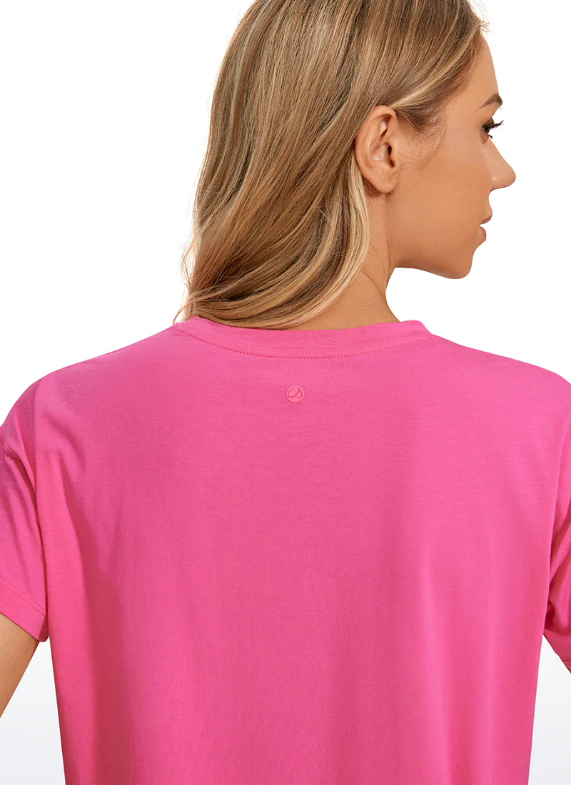 Pima Cotton Crew Neck Cropped Short Sleeve - Image 4