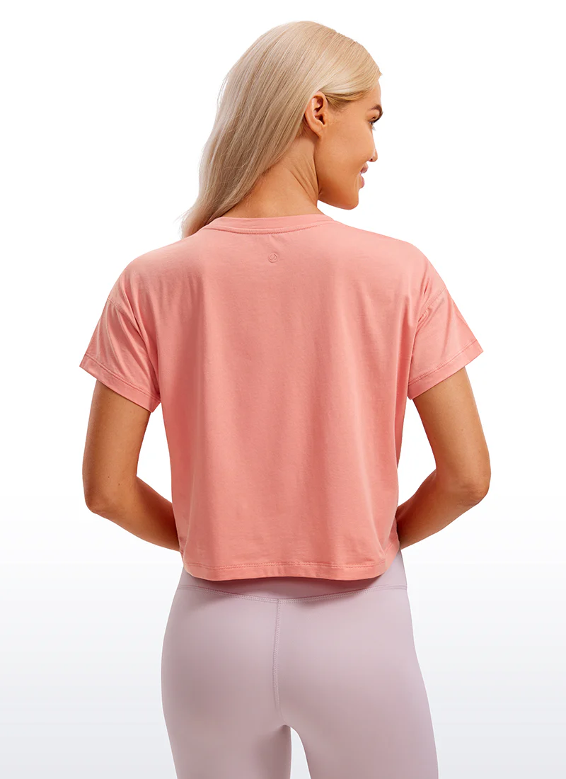 Pima Cotton Crew Neck Cropped Short Sleeve - Image 6