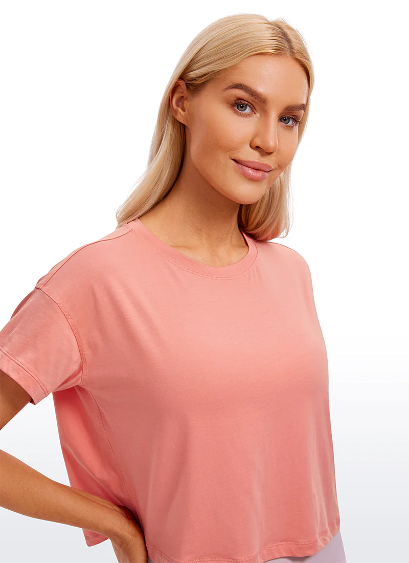 Pima Cotton Crew Neck Cropped Short Sleeve - Image 7