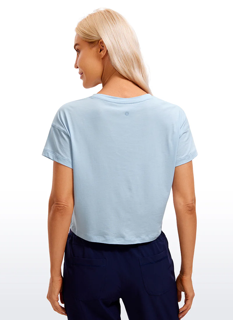 Pima Cotton Crew Neck Cropped Short Sleeve - Image 9