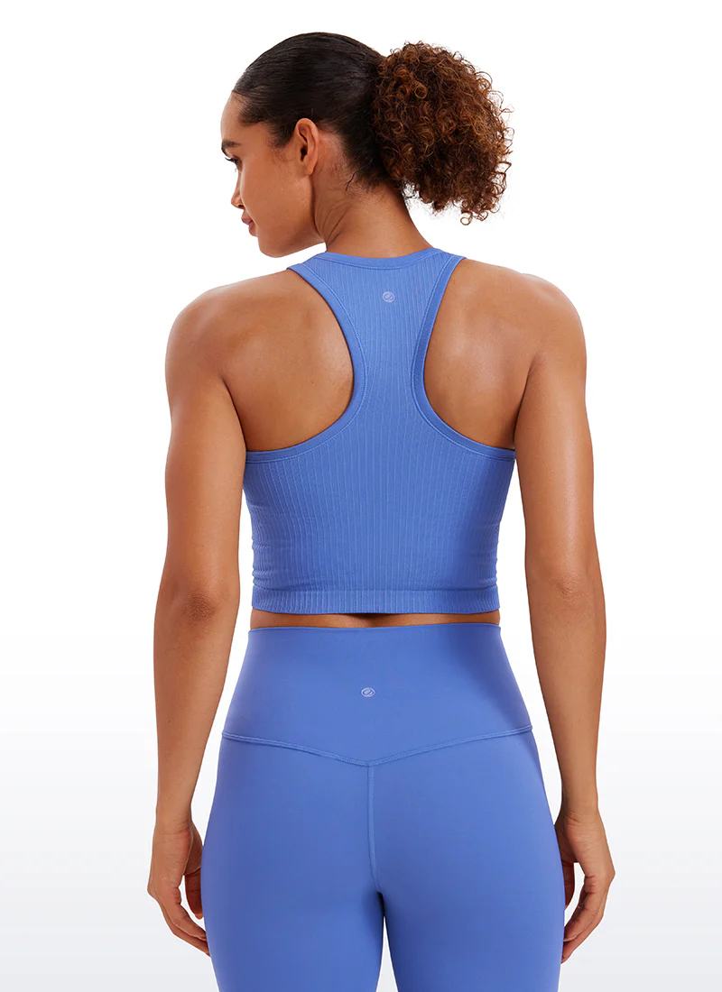 Seamless Ribbed Racerback Crop Tank - Image 44