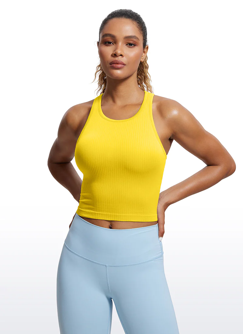 Seamless Ribbed Racerback Crop Tank - Image 22