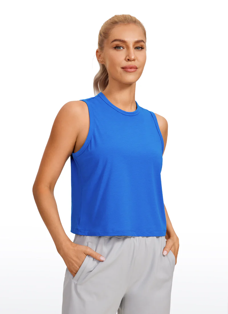 Pima Cotton High Neck Cropped Tank