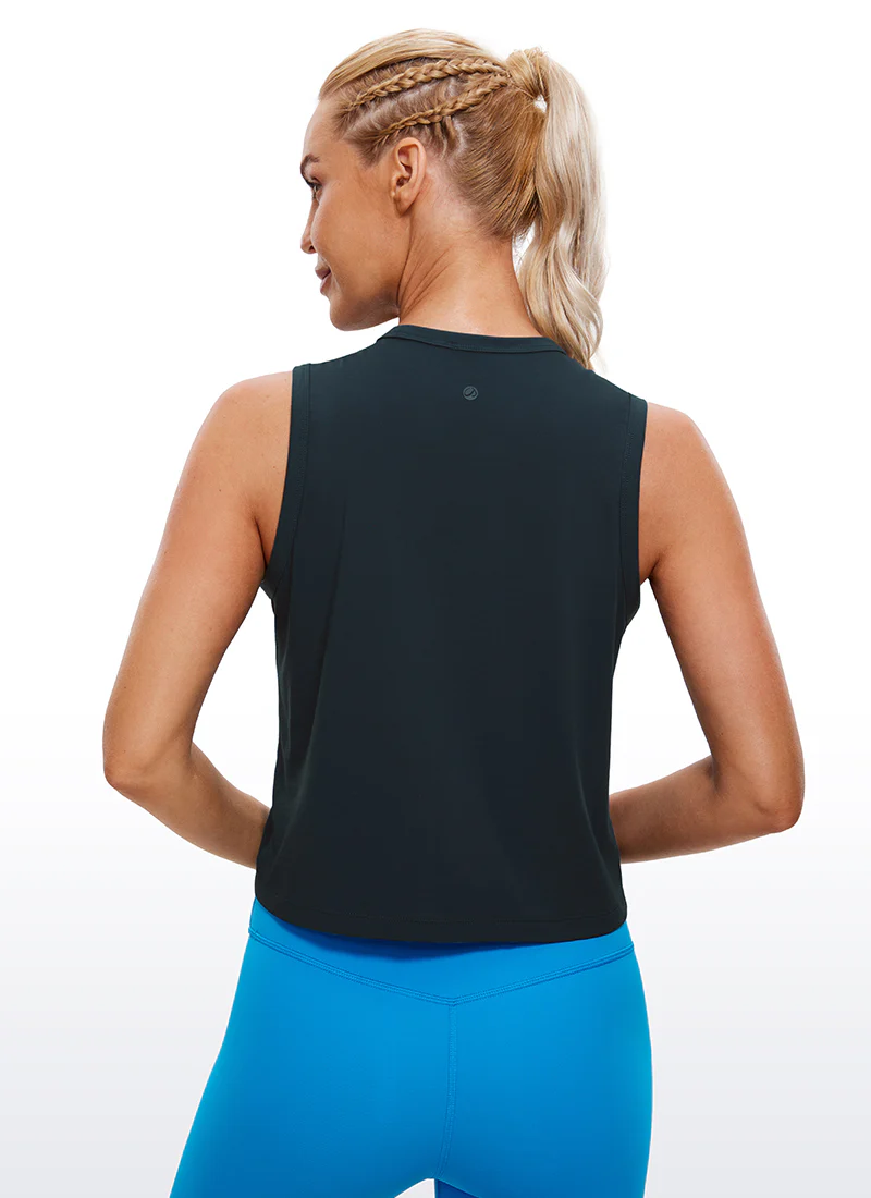 Pima Cotton High Neck Cropped Tank - Image 20