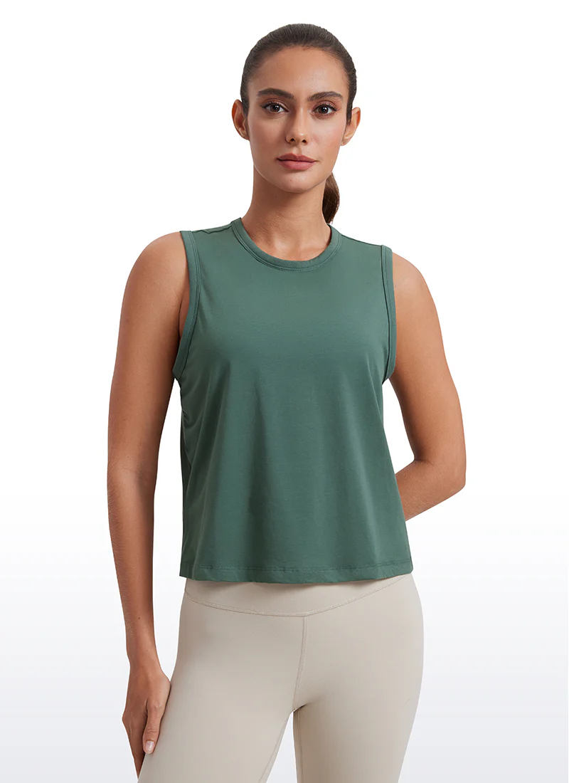 Pima Cotton High Neck Cropped Tank - Image 30