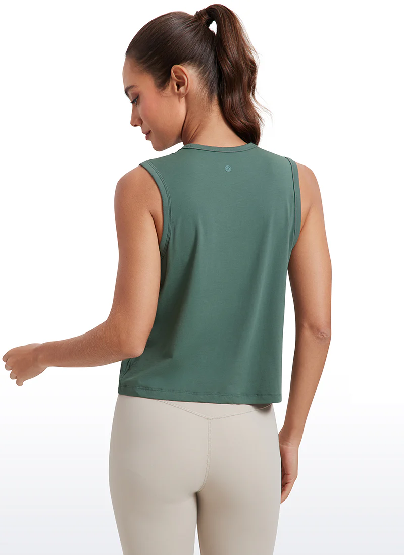 Pima Cotton High Neck Cropped Tank - Image 31