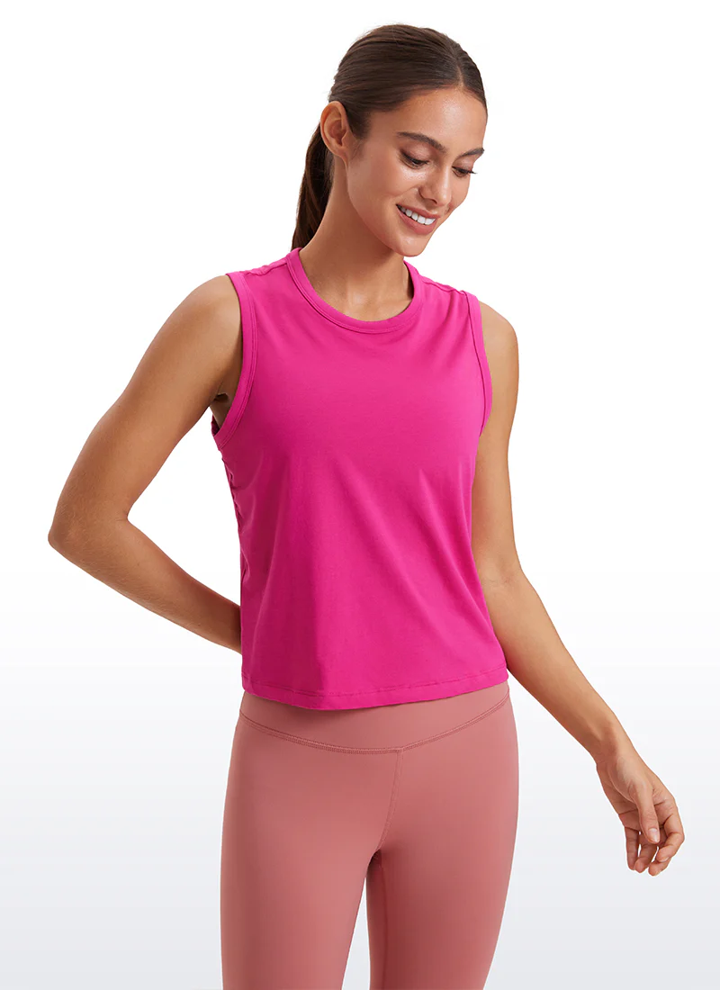 Pima Cotton High Neck Cropped Tank - Image 34