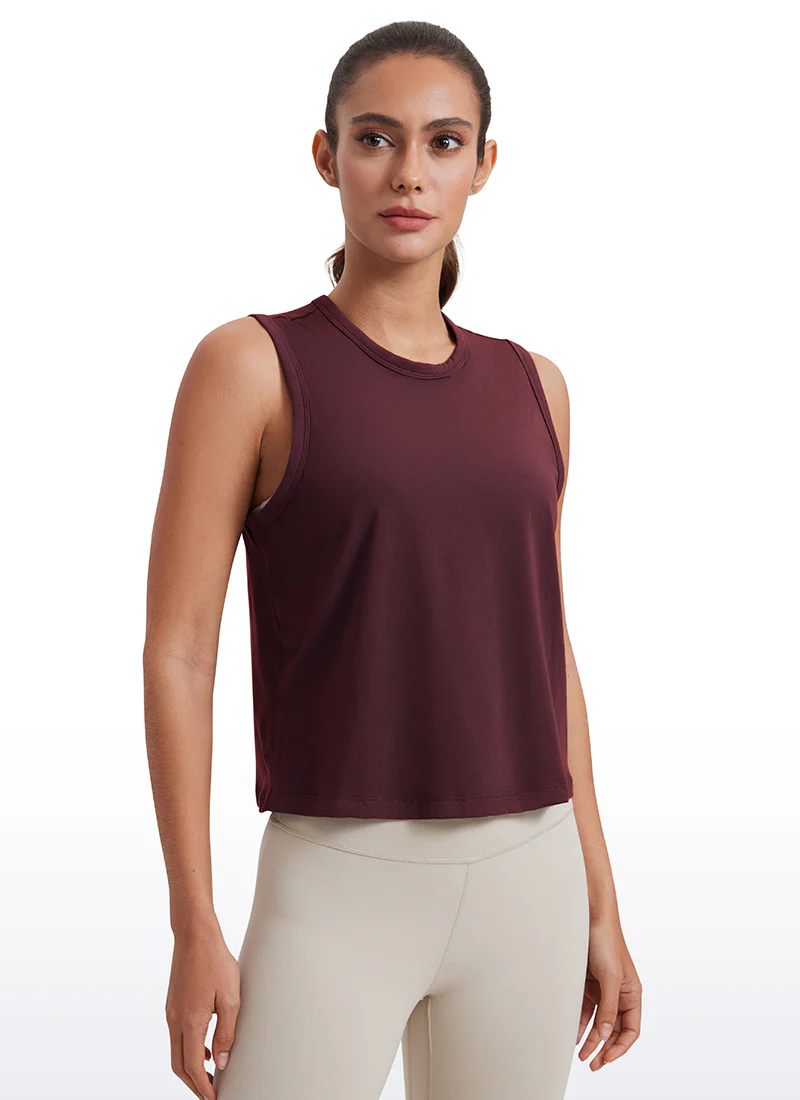 Pima Cotton High Neck Cropped Tank - Image 38