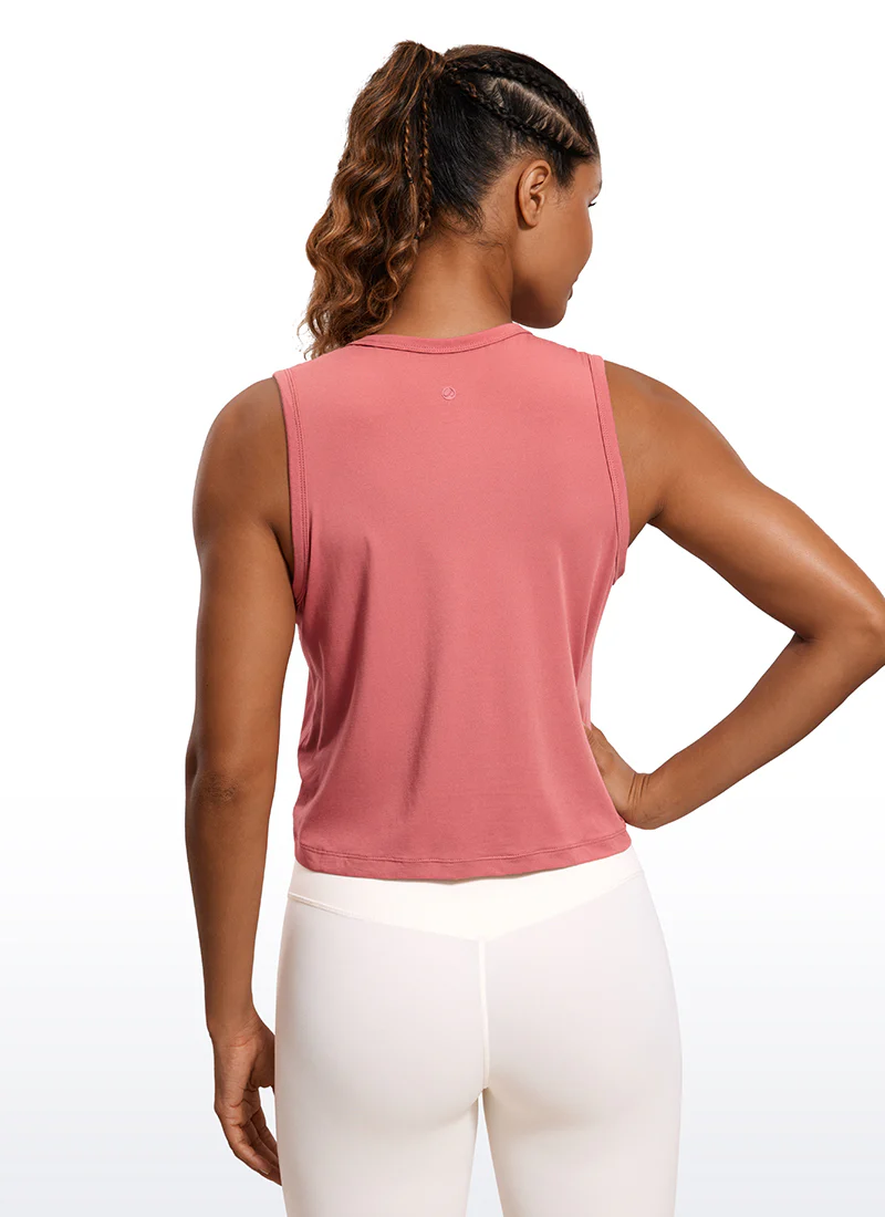 Pima Cotton High Neck Cropped Tank - Image 9