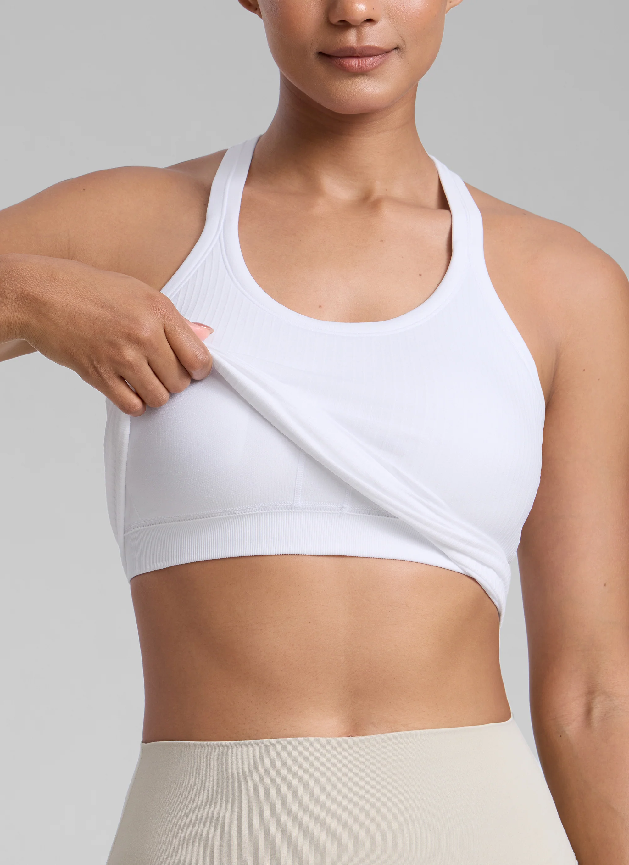 Seamless Racerback Built in Bra Ribbed Tank - Image 19