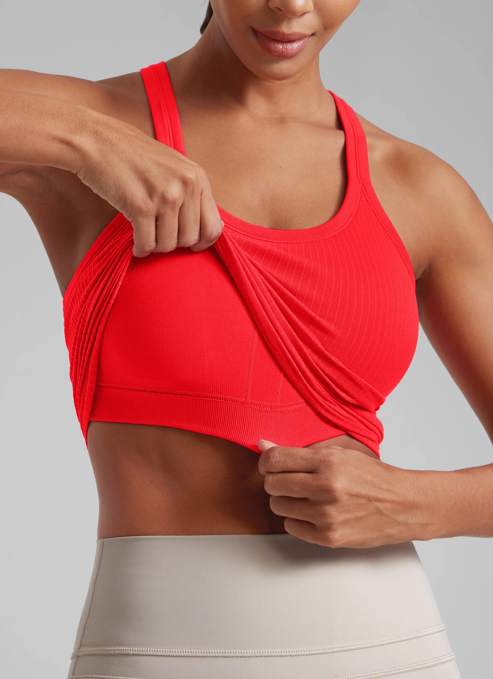Seamless Racerback Built in Bra Ribbed Tank - Image 29
