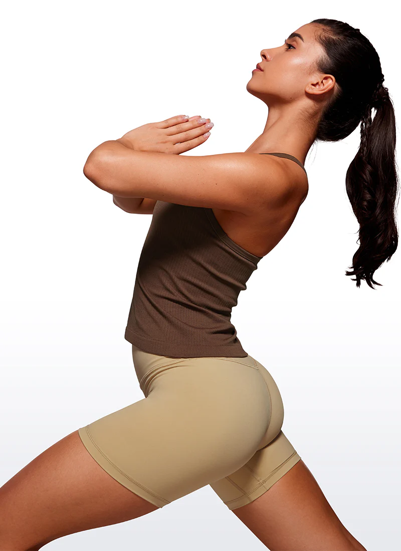 Seamless Racerback Built in Bra Ribbed Tank - Image 12
