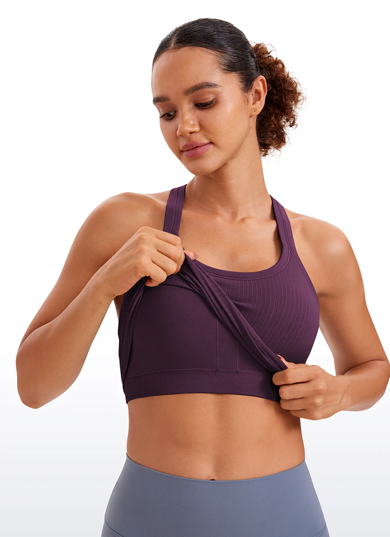Seamless Racerback Built in Bra Ribbed Tank - Image 17