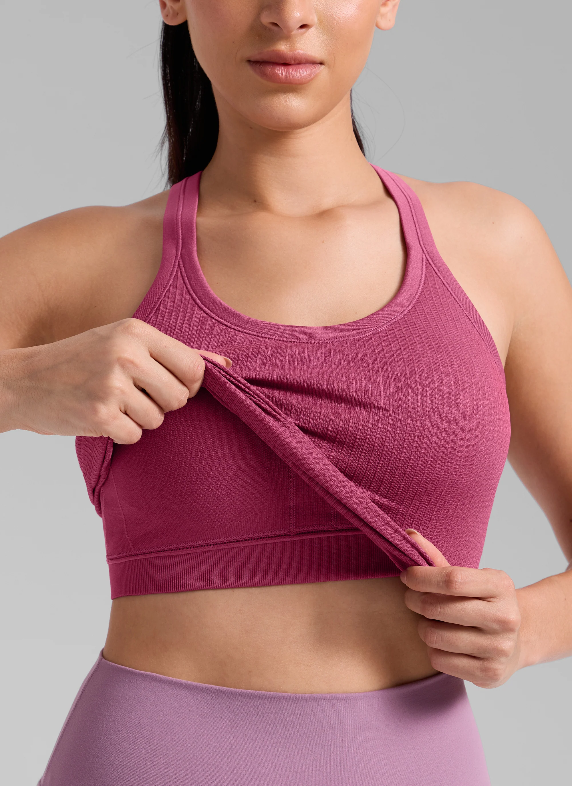 Seamless Racerback Built in Bra Ribbed Tank - Image 21