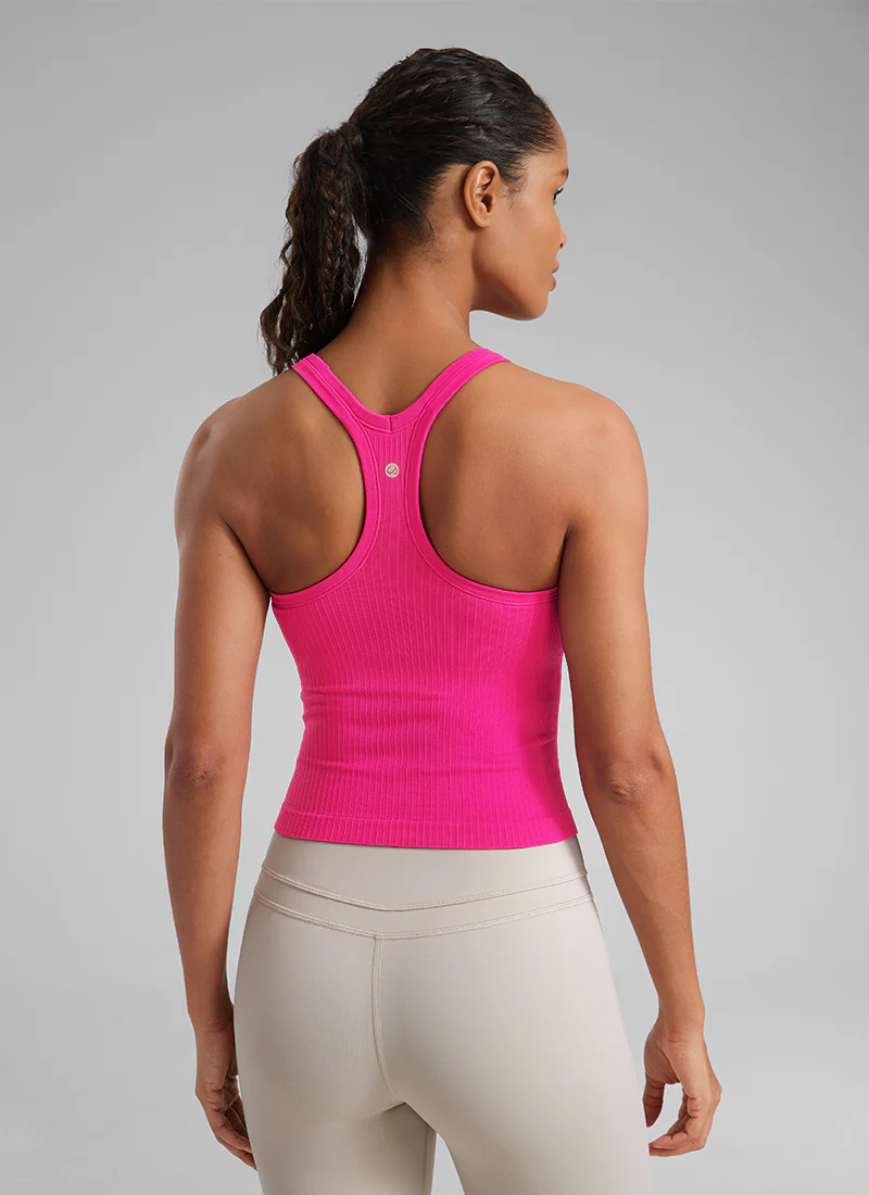 Seamless Racerback Built in Bra Ribbed Tank - Image 5
