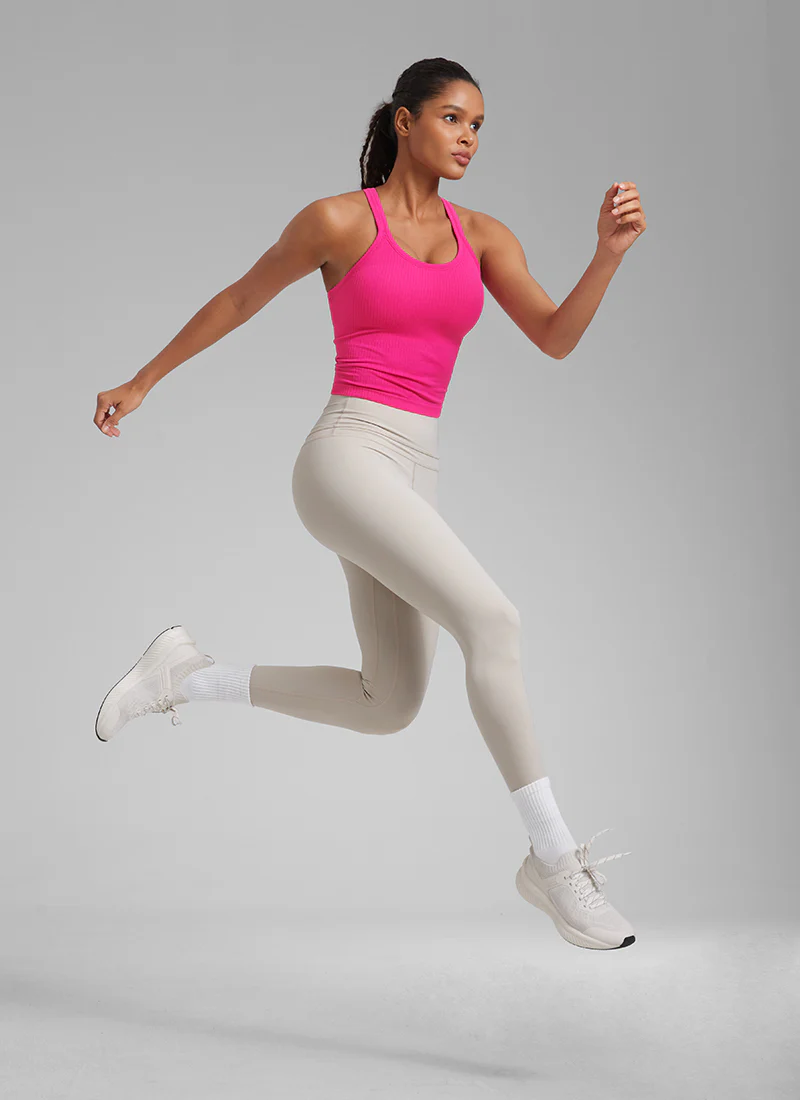 Seamless Racerback Built in Bra Ribbed Tank - Image 9
