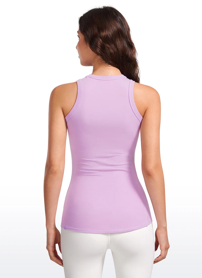 Hip Length High Neck Ribbed Racerback Tank - Image 10