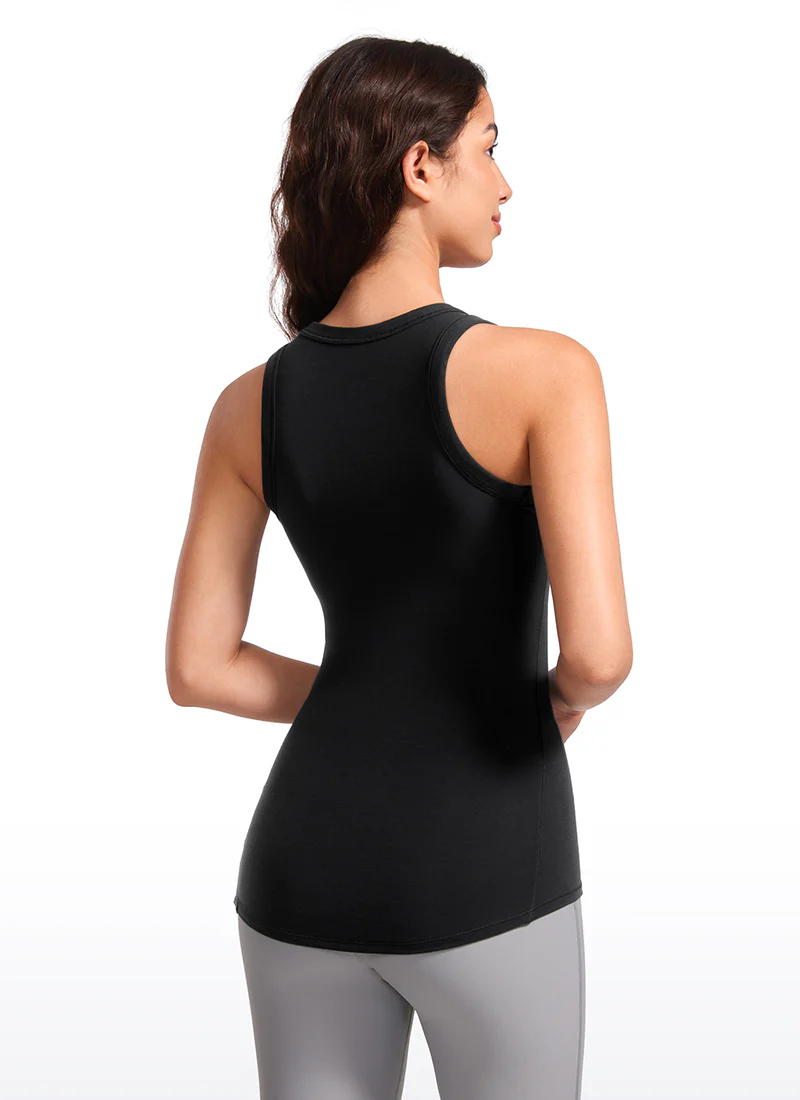 Hip Length High Neck Ribbed Racerback Tank - Image 14