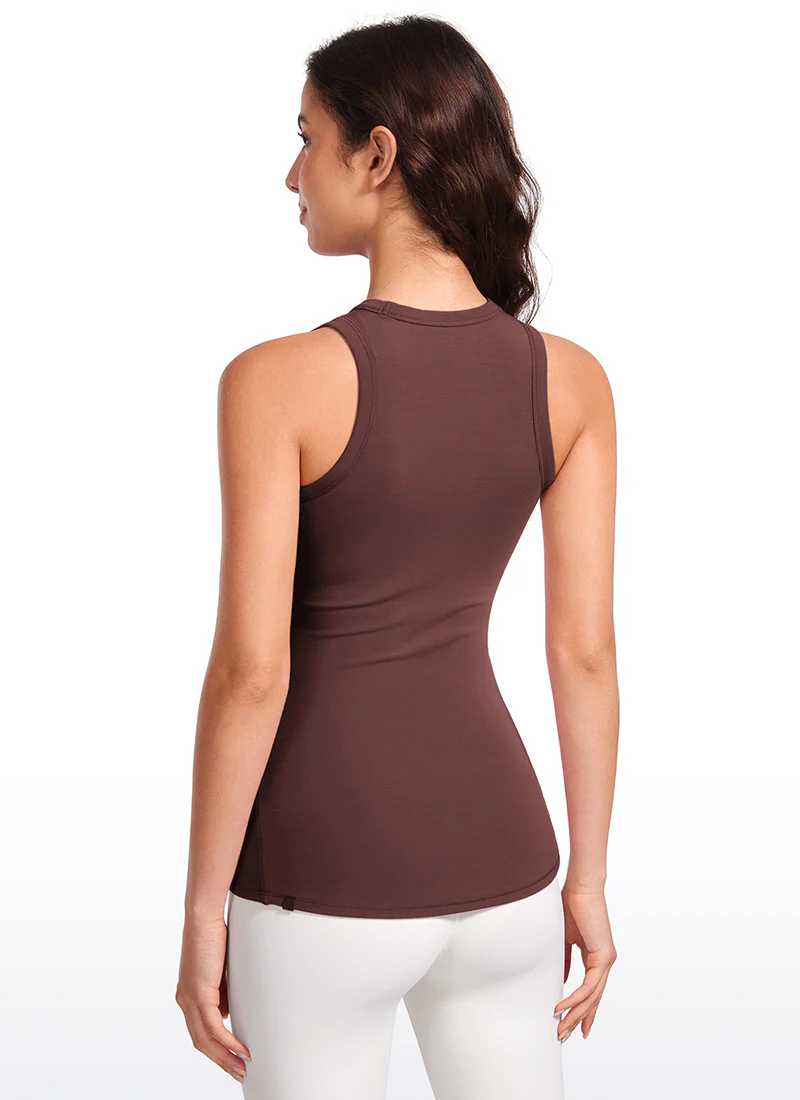 Hip Length High Neck Ribbed Racerback Tank - Image 18