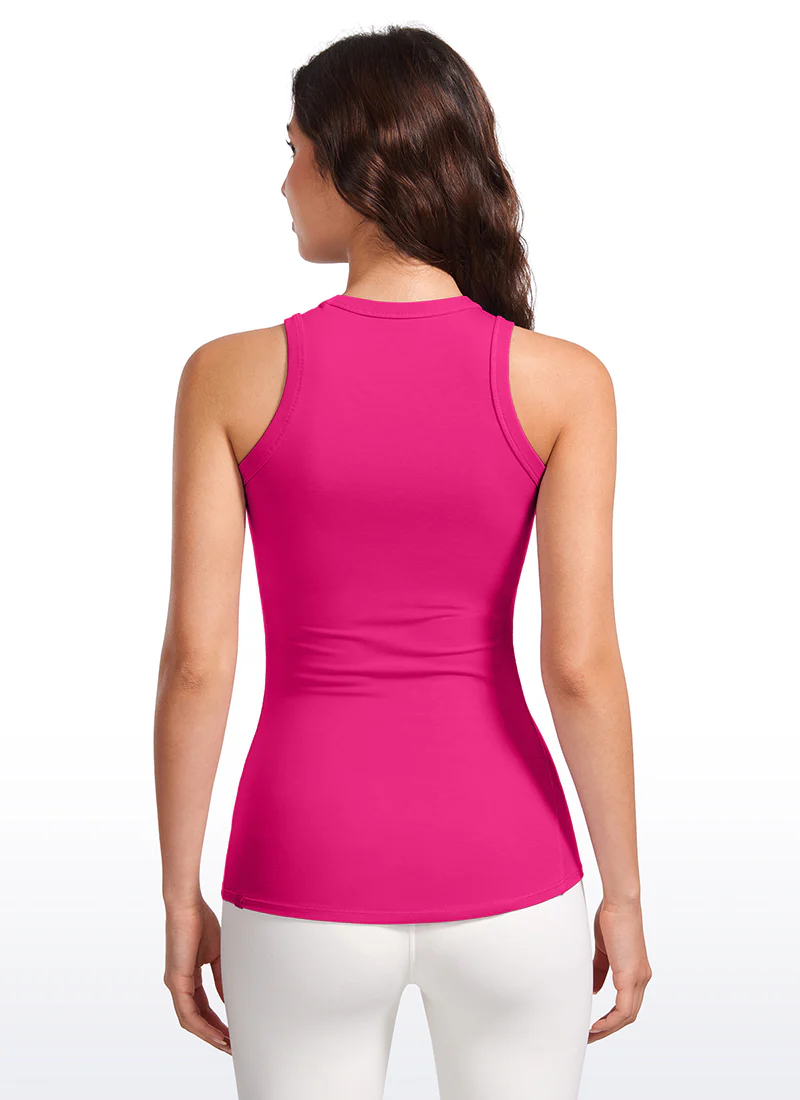 Hip Length High Neck Ribbed Racerback Tank - Image 22