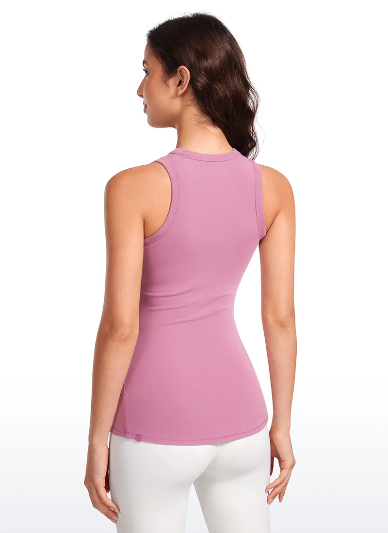 Hip Length High Neck Ribbed Racerback Tank - Image 6