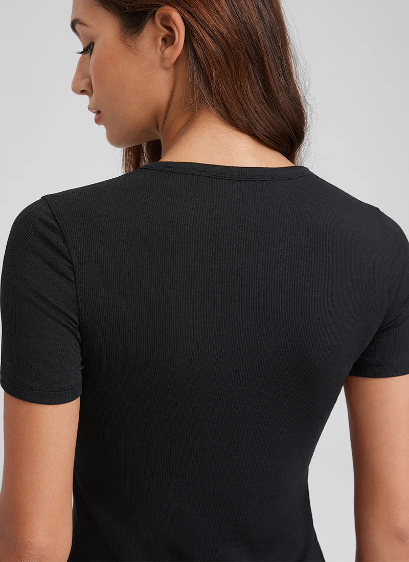 Modal Crew Neck Ribbed Short Sleeve - Image 10