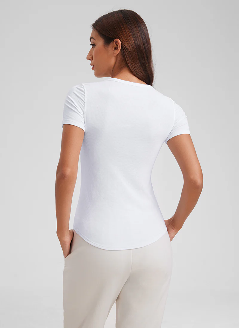 Modal Crew Neck Ribbed Short Sleeve - Image 13