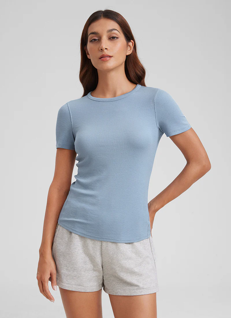 Modal Crew Neck Ribbed Short Sleeve - Image 18