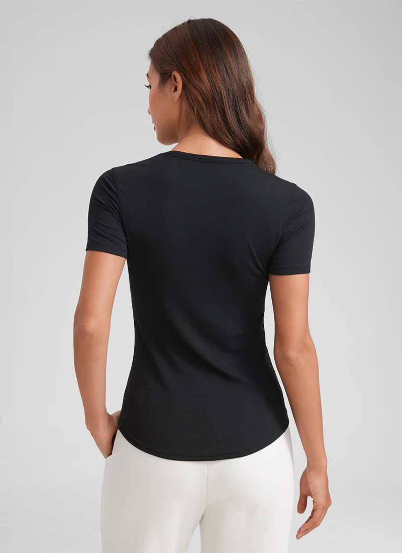 Modal Crew Neck Ribbed Short Sleeve - Image 7