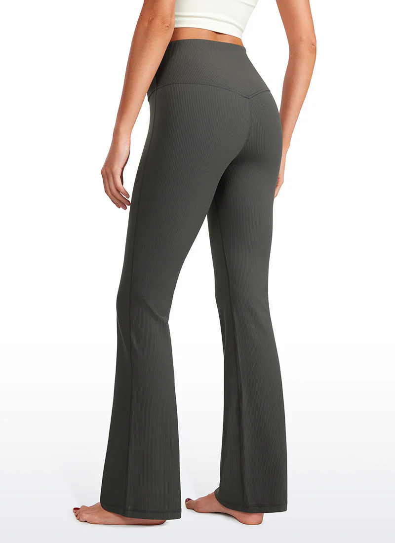 Ribbed High Waist Pocket Flare Leggings 31" - Image 10