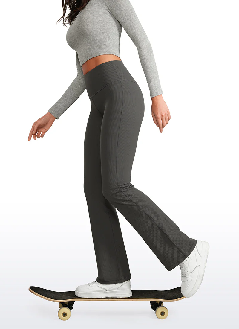 Ribbed High Waist Pocket Flare Leggings 31" - Image 13