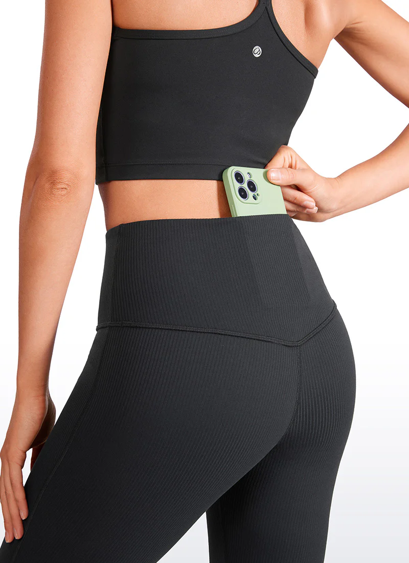 Ribbed High Waist Pocket Flare Leggings 31" - Image 3