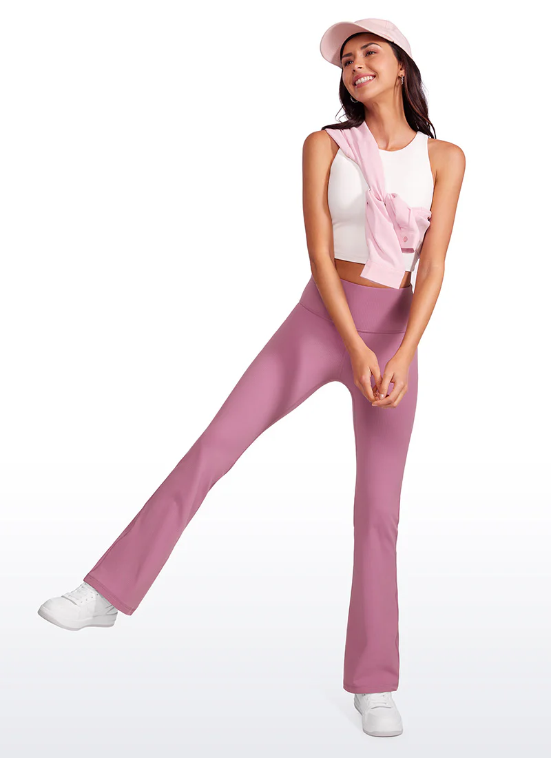 Ribbed High Waist Pocket Flare Leggings 31" - Image 33